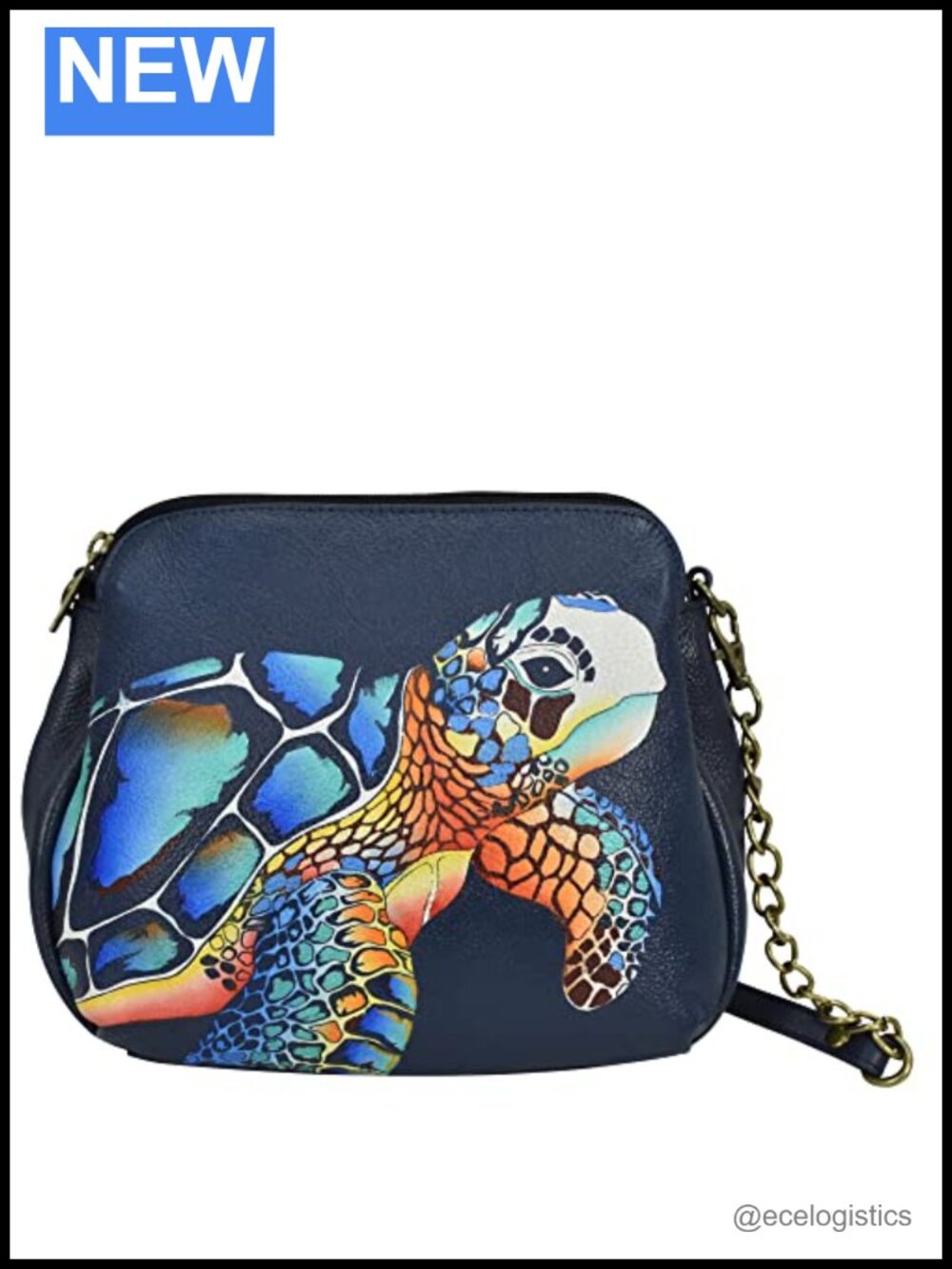 Hand-Painted Leather Medium Multi-Compartment Shoulder Bag